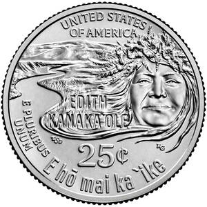 ★1枚の価格★ アメリカ人女性25セント硬貨プログラム　エディス・カナカオレ　Edith Kanakaole