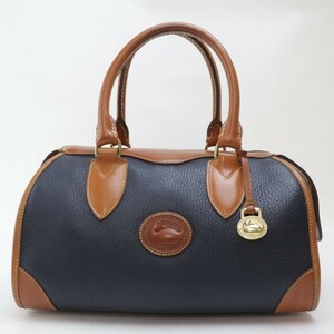 2403-70 ドゥーニー&バーク ハンドバッグ DOONEY&BOURKE レザー製 濃紺×ブラウン