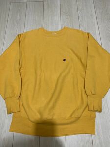 90s XL 無地 イエロー Champion リバースウィーブ USA製 スウェット チャンピオン ビンテージ vintage アメリカ製