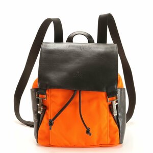 1円■美品■グッチ レザー リュックサック リュック バックパック ショルダー バッグ ビジネス 書類鞄 オレンジ ブラック メンズ EHE AA5-4