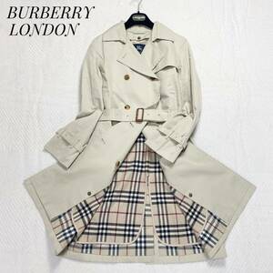 BURBERRY LONDON バーバリーロンドン トレンチコート ロング丈 ノバチェック ライナー付き 40 Lサイズ相当 ベージュ 大きいサイズ ベルト