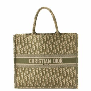 【クリスチャンディオール】Christian Dior　オブリーク キャンバス ブックトート バッグ グリーン 【中古】189643