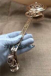 柄香炉 密教法具 寺院用仏具 太子型柄香炉 真鍮製 密教で使われる仏具長さ39.5cm