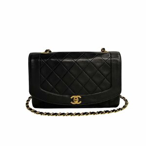 極 美品 シール カード有 2番台 CHANEL シャネル ダイアナフラップ 25cm マトラッセ レザー チェーン ショルダーバッグ ブラック 68335