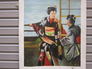 模写です　F８号　世界の名画　黒田清輝　舞子 　カンバスのみ　　　　　　　油絵具で手描き