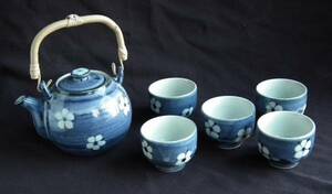 荘山銘　染付け煎茶道具セット　茶道具　作家物　青花