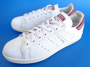 12059■17年製 adidas stansmith アディダス スタンスミス 白 エンジ 顔つき ビンテージ 天然皮革 26.5 cm CQ2195