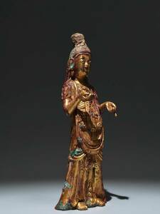 永し 唐時代 古銅 青銅 塗金 佛像 置物擺件 古美術品 時代物 古董品 収集 旧家蔵出 中国唐物 【5544】