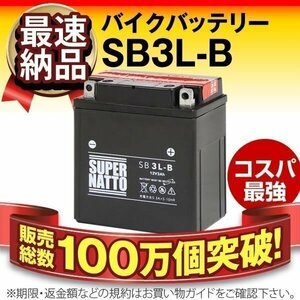 充電済）バイク用バッテリー DT125R 3FW TZR50 3TU DT200R 1TG 2LR 37F 53T 3ET SDR200 2TV対応 スーパーナット SB3L-B（密閉型）