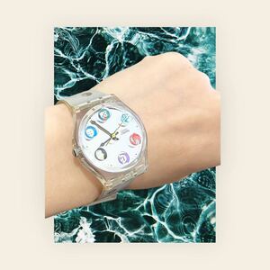 希少 Swatch SPECIAL 1996 GK214 腕時計 アナログ メンズレディース 1996年 アーティストモデル クリア ホワイト 白 稼動品