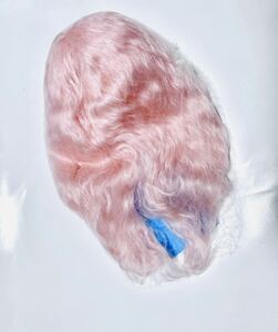 11〜12インチ モヘア ウィッグ ロングウェーブ ピンク ウェフティング ビスクドール 球体関節人形 創作人形 制作などに 天然毛 