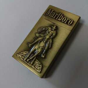 未使用品 Marlboro COWBOY TURBO LIGHTER マルボロマン カウボーイ柄 ターボフレイム/内燃式フリントガスライター マールボロ 真鍮古美