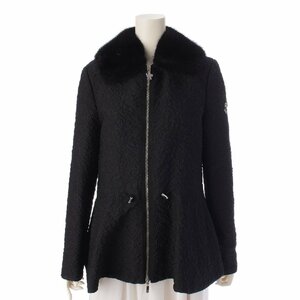 【モンクレール】Moncler　16年 TRILLE ミンクファー ジップアップ ジャケット アウター ブラック 2 【中古】196120