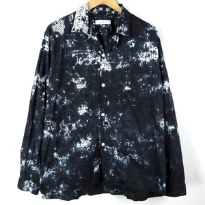 ■Johnbull ジョンブル / 13644 / メンズ / ムラ染加工 バンダナ柄 シェフロングスリーブシャツ size M / オープンカラー / トップス