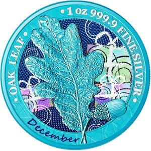 ドイツ　2019年　銀貨　5マルク　Oak Leaf - 12 Months Series -December　@5-43