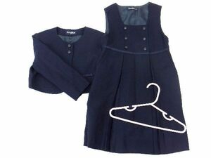 ■極美品■ familiar ファミリア ウール100％ セットアップ ジャケット ワンピース 表記サイズ 115 洋服 キッズ ネイビー系 AX0384