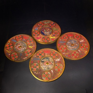 旧蔵 清代 老袖玉 鍍金 四神玉壁 極細工 稀少珍品 古美術品 古美味 B0404