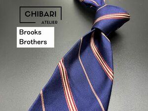 【超美品】BrooksBrothers　ブルックスブラザーズ　レジメンタル柄　ネクタイ　3本以上送料無料　ネイビー　0503142