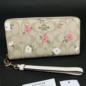 【COACH 本物 新品 コーチUSAアウトレット正規品】ロング ウォレット シグネチャー フローラル 長財布 財布 CR966 花柄 レディース 