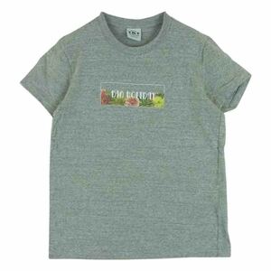 TMT ティーエムティー フラワー ロゴ プリント 半袖 Tシャツ コットン 日本製 グレー系 S【新古品】【未使用】【中古】