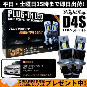 送料無料 1年保証 トヨタ クラウンアスリート 200系 GRS200 GRS201 GRS202 GRS203 GRS204 純正HID用 BrightRay D4S LED ヘッドライト