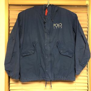 M Polo Ralph Lauren 1992 stadium jacket スタジアム ナイロン ジャケット sport rlx rrl country 1993 青 ブルー blue