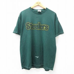 XL/古着 ナイキ NIKE 半袖 ビンテージ Tシャツ メンズ 90s NFL ピッツバーグスティーラーズ ワンポイントロゴ 大きいサイズ コットン クル