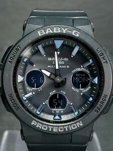 美品 CASIO カシオ Baby-G ベビージー マルチバンド6 BGA-2500-1A アナデジ 電波ソーラー 腕時計 ブラック ブルー ラバーベルト 動作確認済
