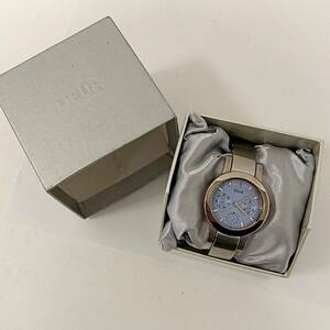 #1075 SEIKO セイコー DEUA デューア 腕時計 ALBA アルバ V33J-6B70 シルバー 銀 文字盤青 スカイブルー 不動品 箱付き レディース 