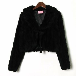 シャーリーテンプル ファージャケット アウター キッズ 女の子用 160サイズ ブラック Shirley Temple