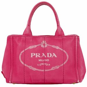 本物 プラダ PRADA カナパ トートバッグ ハンドバッグ キャンバス ピンク
