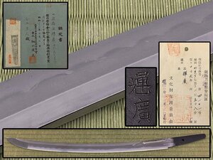 武具 脇差 輝廣 47.9cm 湾れ 白鞘 特別貴重刀剣 認定書付 図録掲載品 日本刀 刀剣 骨董品 美術品 0849tdxN