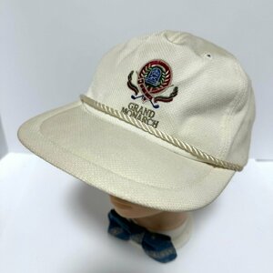 (^w^)b Mizuno ミズノ 80s 90s ヴィンテージ GRAND MONARCH グランド モナーク ゴルフ メッシュ キャップ 帽子 ロゴ 刺繍 白 L C0905EE