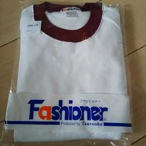 新品・L・ファッショナーブランド　クルーネック丸首半袖スクール体操服（男女兼用）・エンジ