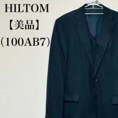 【美品】ヒルトン　ストライプ　テーラードジャケット　シルク混　大きいサイズLL