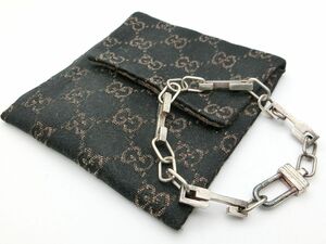 1000円スタート ブレスレット GUCCI グッチ Gモチーフ? チェーン シルバー 925刻印有 総重量約13.3g 保存袋付き アクセサリー B223