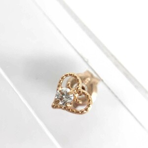 良好◆canal 4℃ カナルヨンドシー ピアス ◆ ゴールドカラー K10PG ハートモチーフ スタッド レディース 総重量:0.2g jewelry ジュエリー