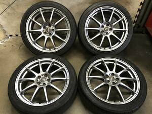 【18×7J+48 PCD100 5H】A-TECH軽量鋳造アルミホイール【215/45R18】溝有グッドイヤータイヤ ４本 インプレッサスポーツ,プリウス