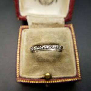 ラインストーン 925シルバー ハーフエタニティ 米国 アールデコ ヴィンテージ リング 指輪 銀 彫金 ビンテージ アクセサリー ADC⑦