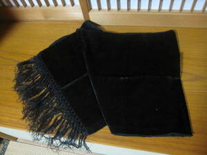 古物　ショール　明治、大正期　シルク（？）黒　90から100年前　襟巻　首巻　衣裳道具　スカーフ　アンティーク収集　和装、洋装　