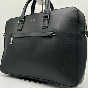 現行品◆極美品◆A4◎ ポールスミス Paul Smith ブリーフケース ハンドバッグ ビジネス メンズ サフィアーノ レザー 本革 黒 ブラック 鞄