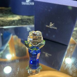 【未使用品】SWAROVSKI スワロフスキー　バラ 薔薇 花 白 フィギュリン 置物 クリスタル happy flowers