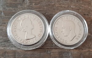 英国幸せのシックスペンス イギリス 2枚セットラッキー6ペンス ウェディングコイン 本物 古銭 英国コイン 美品です19.5mm 2.8gram 6ペンス 