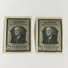 ハイチ  F.D.ルーズベルト追悼の切手2種完 未使用 1946