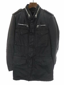 BALMAIN HOMME バルマン オム 10AW ムートンファーライナー M-65 ダメージ加工ミリタリージャケット ブラック 44 ITORN2493CVW