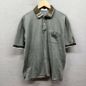 C599 Munsingwear マンシングウェア ポロシャツ 半袖 ストライプ 胸ポケット ゴルフ golf スポーツ トレーニング メンズ グレー サイズ MA