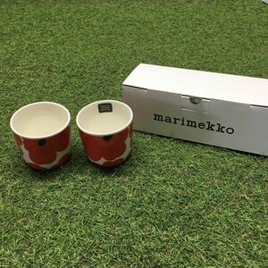 GX4204 MARIMEKKO マリメッコ UNIKKO ウニッコ 067849-001 ラテマグカップ 2個セット食器 ホワイト.レッド 未使用 保管品 コップ