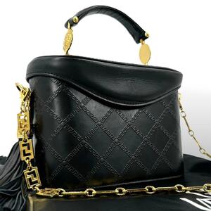 良品 VERSACE ヴェルサーチ　2way クロスボディ バニティ メデューサ チェーン 黒