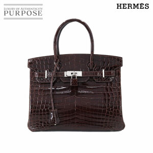 エルメス HERMES クロコダイル バーキン30 ハンド バッグ ニロティカス コカオン □L刻印 シルバー 金具 Birkin 90187873