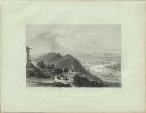 1840年 Bartlett アメリカの風景 鋼版画 ホルヨーク山からの眺望 View from Mount Holyoke